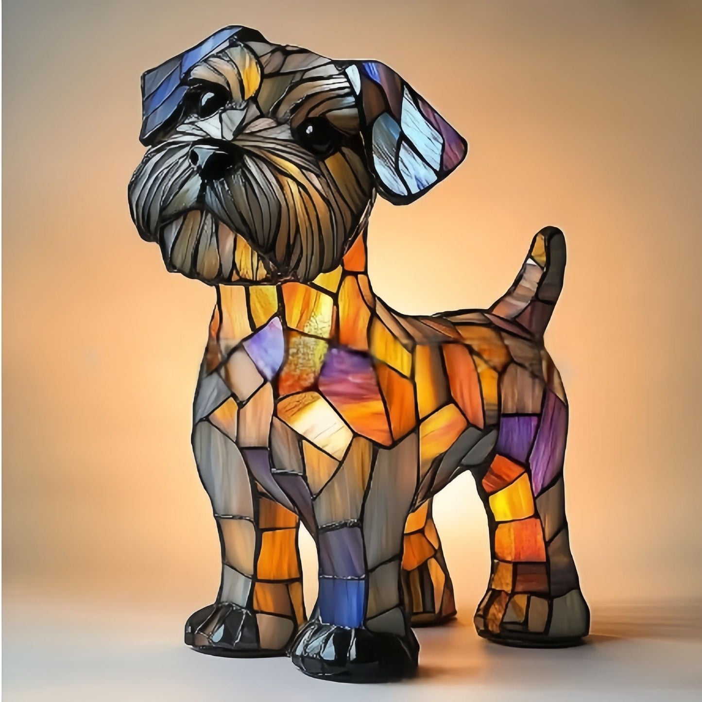 GLOWDOG | Cozy Stained Glass Schnauzer Dog Lamp