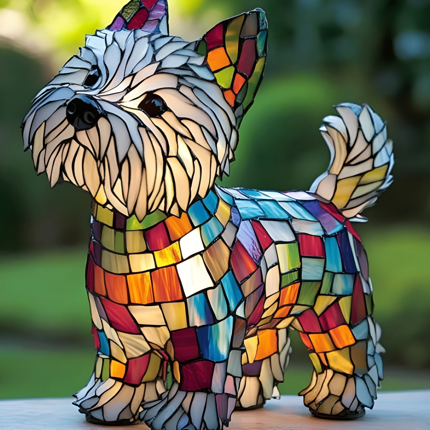 GLOWDOG | Cozy Stained Glass Yorkshire Terrier Dog Lamp
