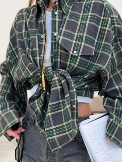 Oversized Plaid Blouse