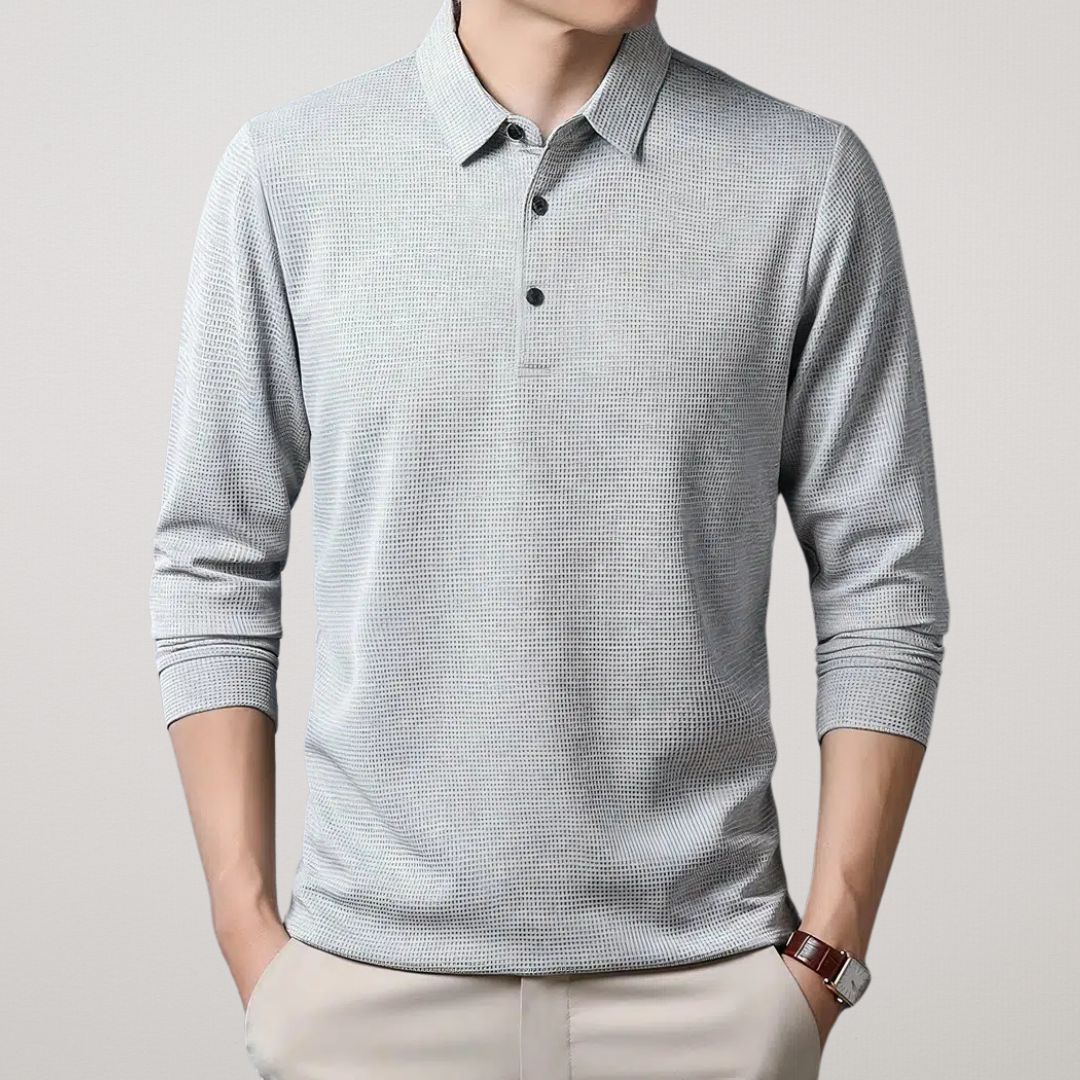 Long-Sleeve Cotton Polo Shirt