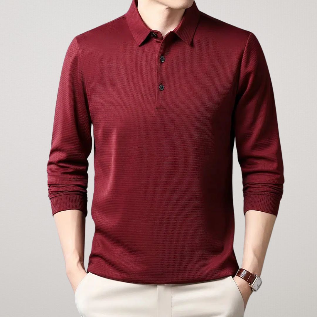 Long-Sleeve Cotton Polo Shirt