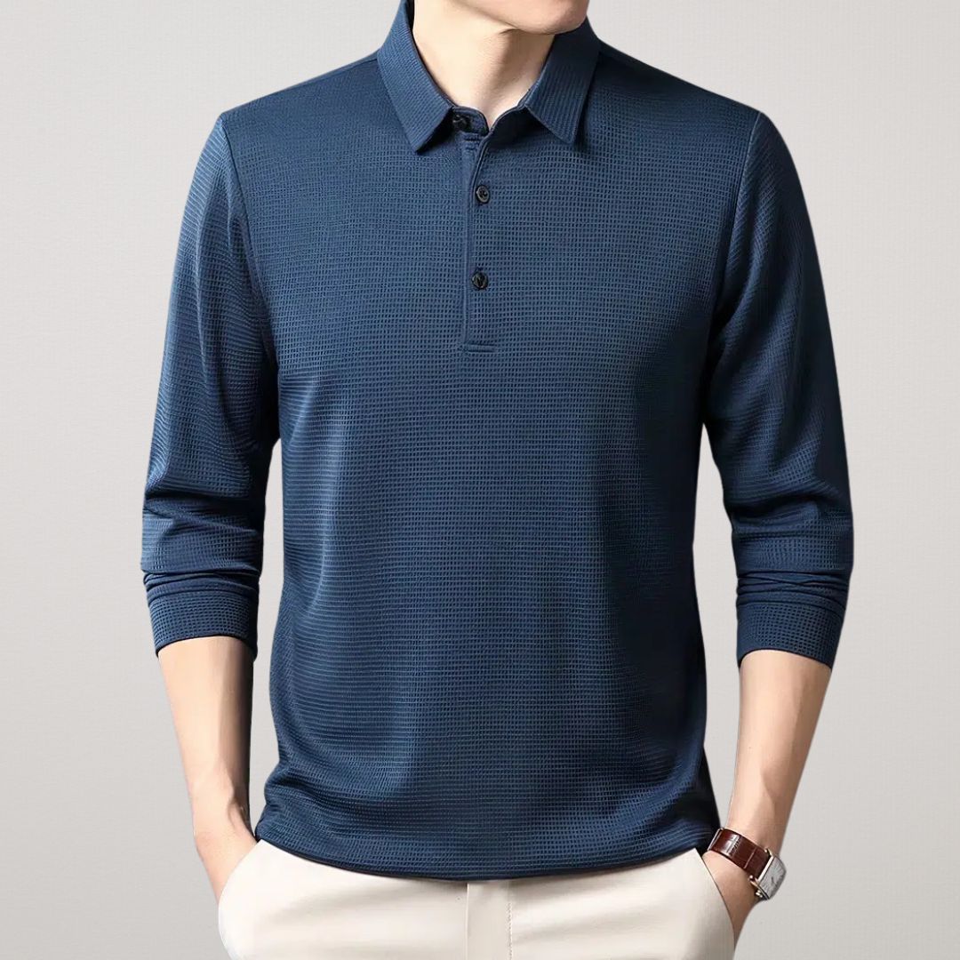 Long-Sleeve Cotton Polo Shirt