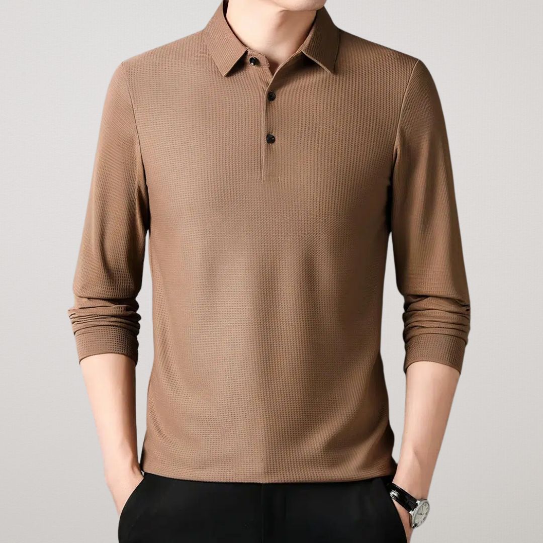 Long-Sleeve Cotton Polo Shirt