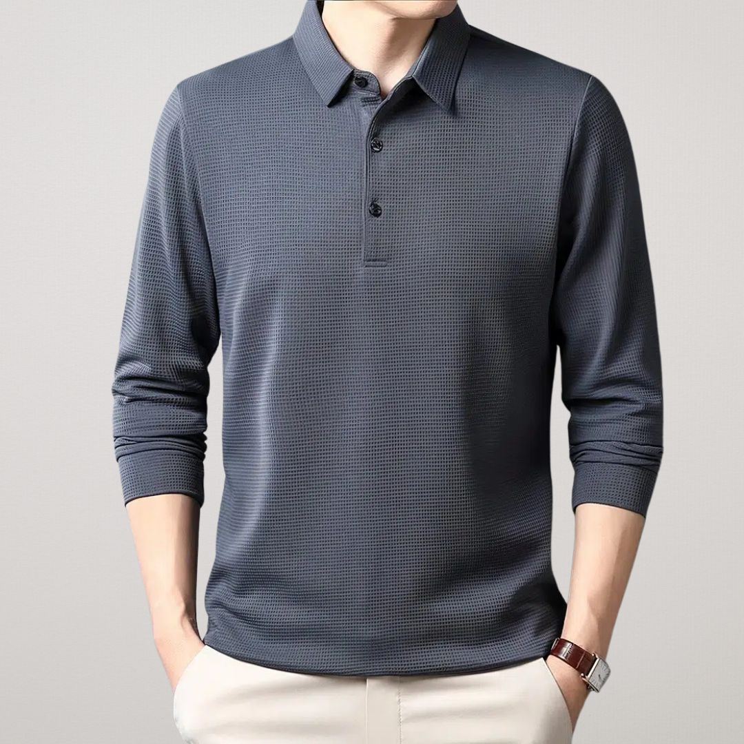 Long-Sleeve Cotton Polo Shirt