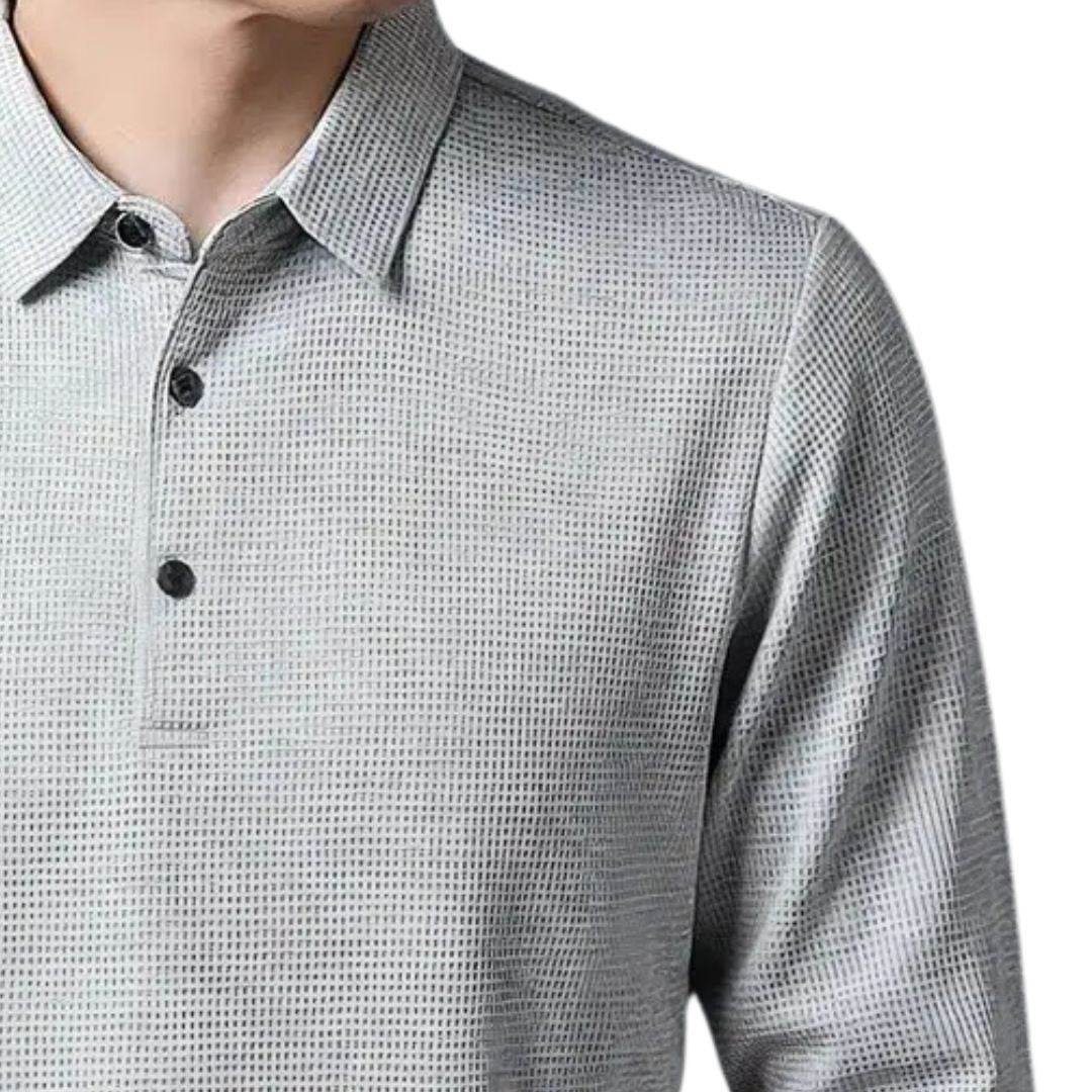 Long-Sleeve Cotton Polo Shirt