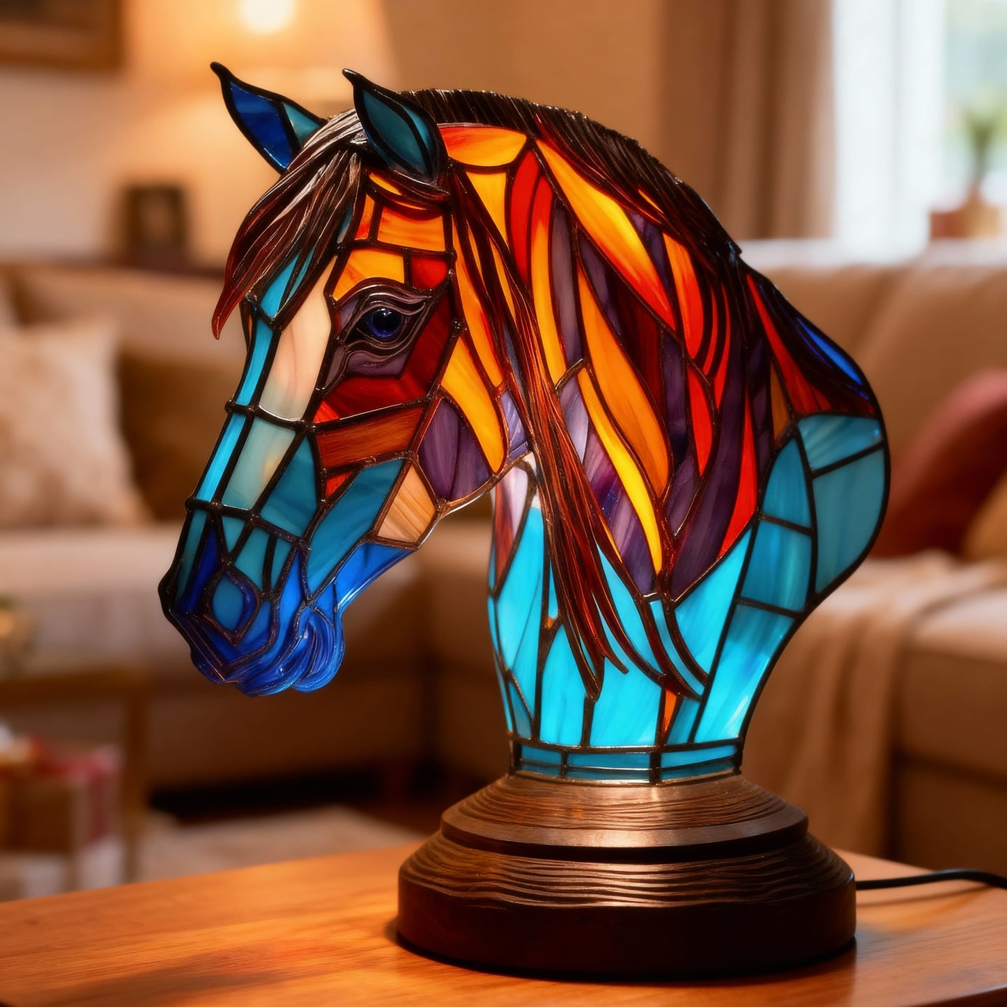 DECOLIGHT | Artistic Stained Glass Horse Lamp