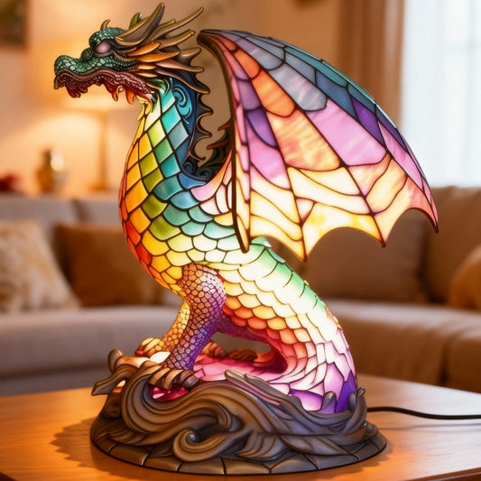 GLOWDRAGON | Colorful Stained Glass Dragon Lamp