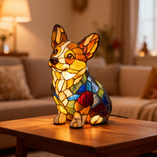 GLOWDOG | Cozy Stained Glass Corgi Dog Lamp