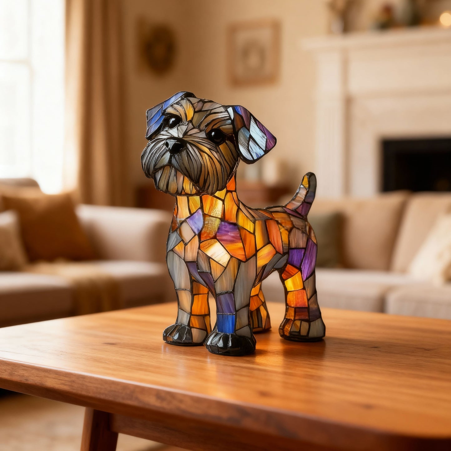 GLOWDOG | Cozy Stained Glass Schnauzer Dog Lamp