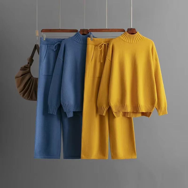 FIORA | Elegant Long-Sleeve Top & Wide-Leg Pants Set