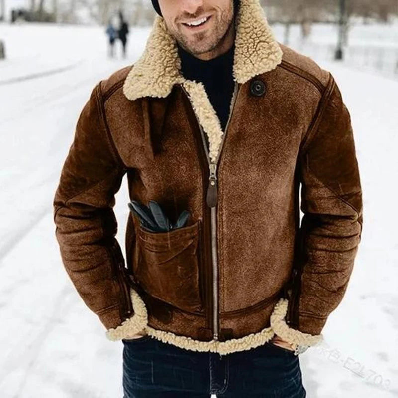 Integrated Lambskin Leather Jacket