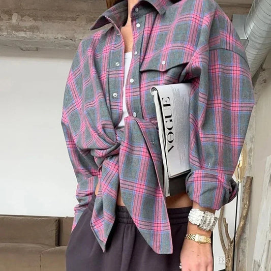 Oversized Plaid Blouse
