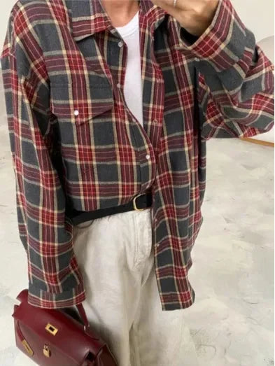 Oversized Plaid Blouse