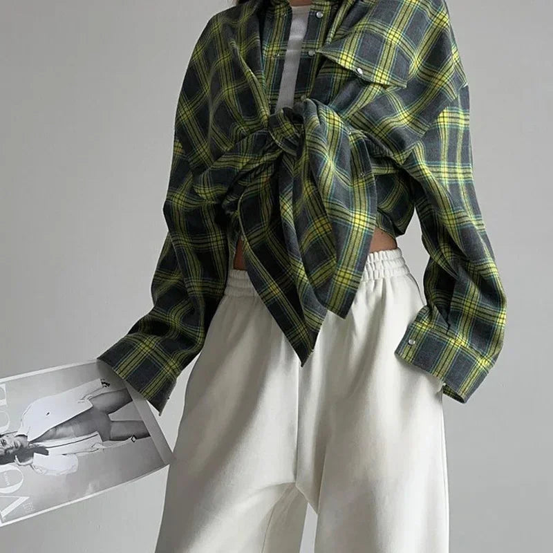 Oversized Plaid Blouse