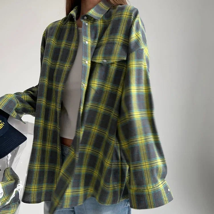 Oversized Plaid Blouse