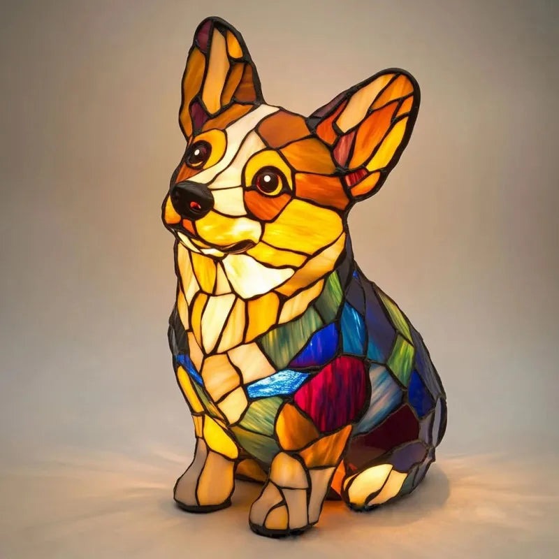 GLOWDOG | Cozy Stained Glass Corgi Dog Lamp