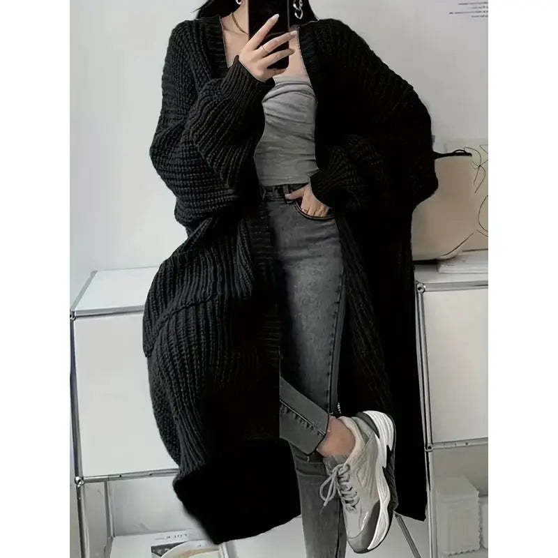 FIORA | Solid-colored, open-front cardigan