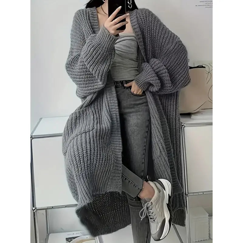 FIORA | Solid-colored, open-front cardigan